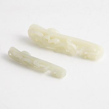 Two belt buckles, Nefrit, China, 20th century.