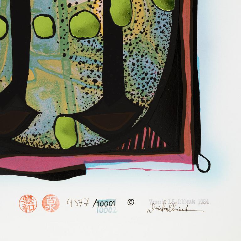 Friedensreich Hundertwasser, photo lithograph and silk screen with metal embossing, 1984. Signed and numbered 4377/10002.