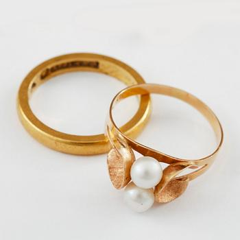 PARTI SMYCKEN, 7 delar, 18k guld ca 20 g samt 23k guld ca 5 g.