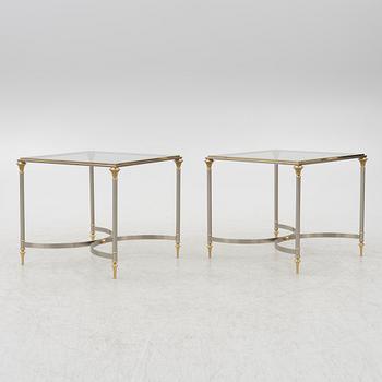 A pair of brass and glass sidetables, mid20th/second half of the 20th century.