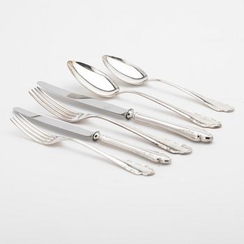 Cutlery, 72 pieces, silver, Haga, JLH, Stockholm, 1951–1956.