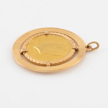 Pendant in 18K gold with gold coin.