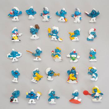 SMURFAR, 100 stycken, Schleich, mestadels 1970/80-tal.