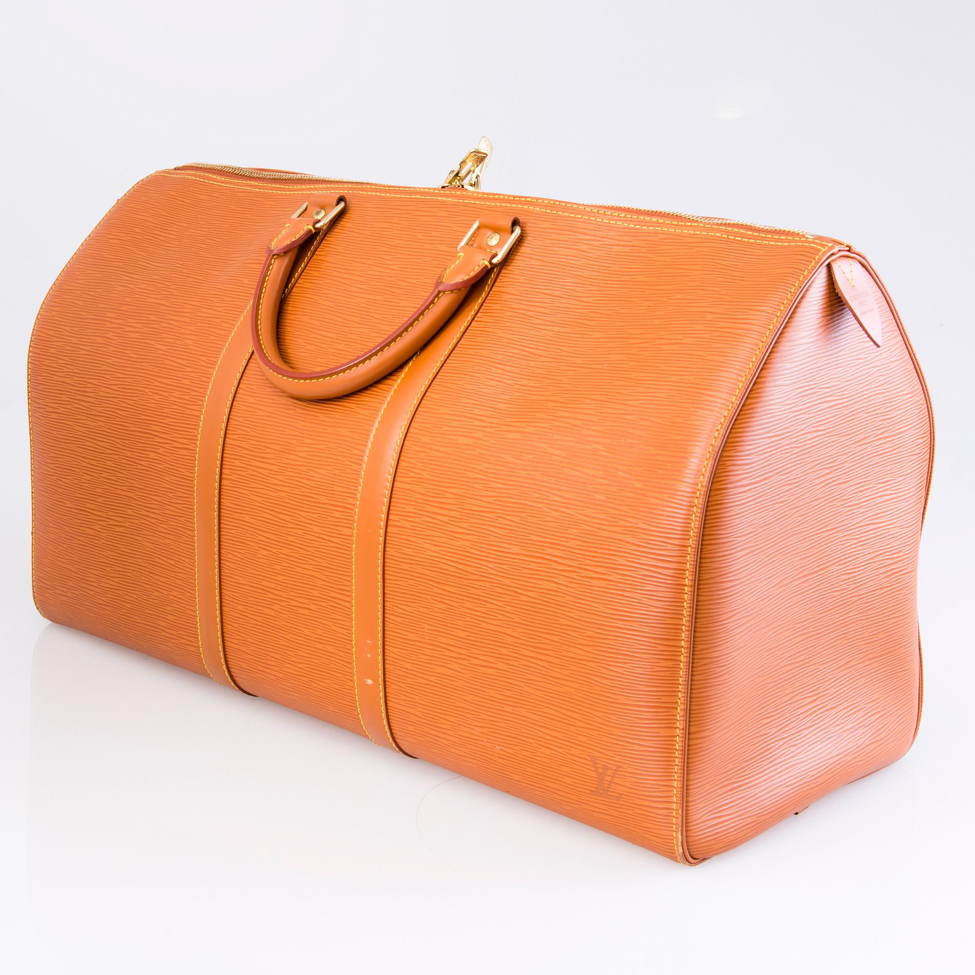 LOUIS VUITTON CIPANGO GOLD KEEPALL 50 EPI TRAVEL BAG.