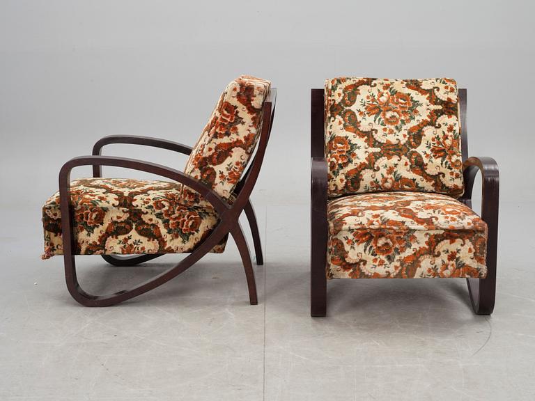 FÅTÖLJER, ett par, art deco. 1900-talets första hälft.