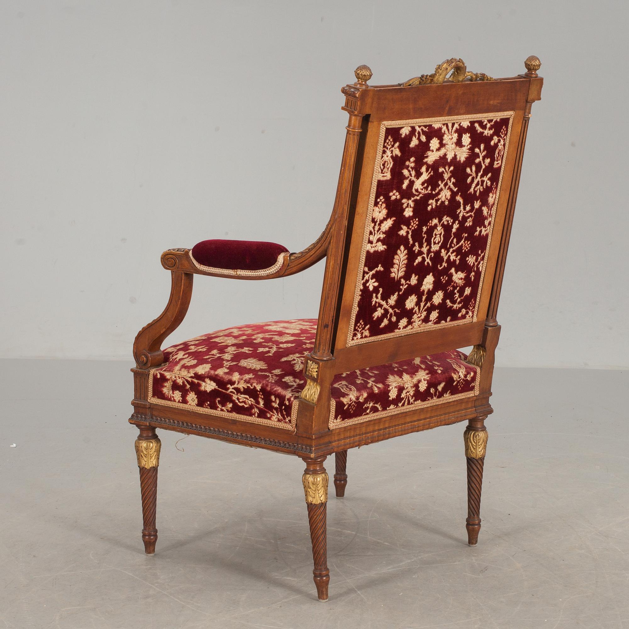 KARMSTOL,  Louis XVI-stil, 1800/1900-tal.