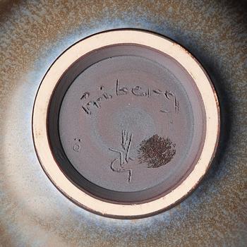 Berndt Friberg, a set of two stoneware vases and a bowl with rabbit's fur glazes, Gustavsberg Studio, Sweden, dated 1944-45, 1956, 1958.