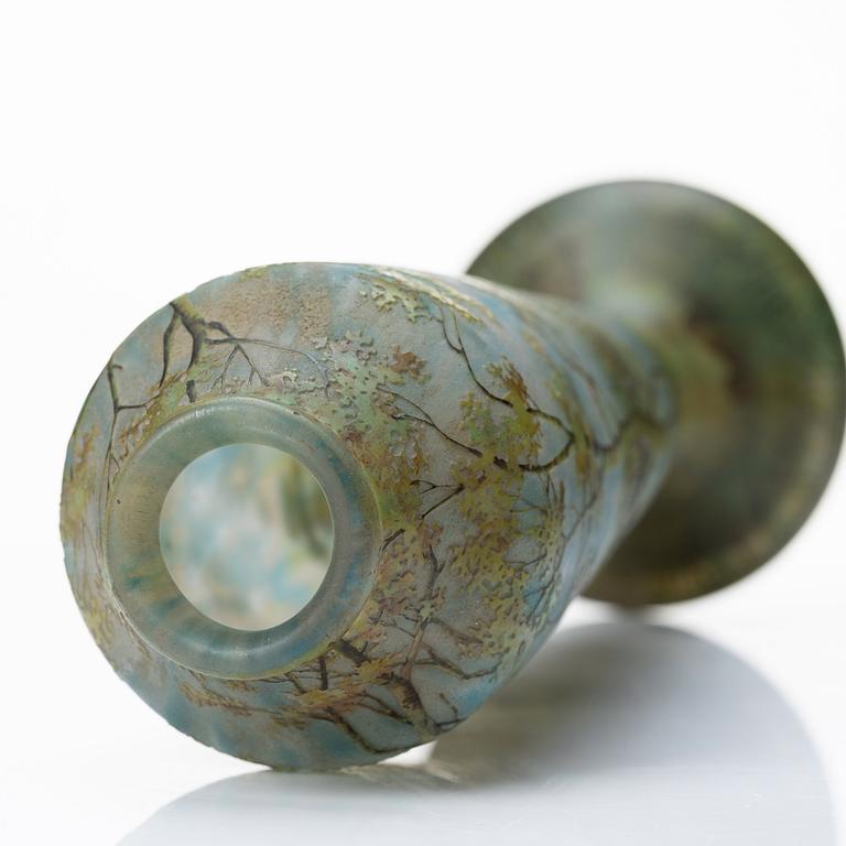 Daum, an Art Nouveau enamel painted cameo glass vase, Nancy France.