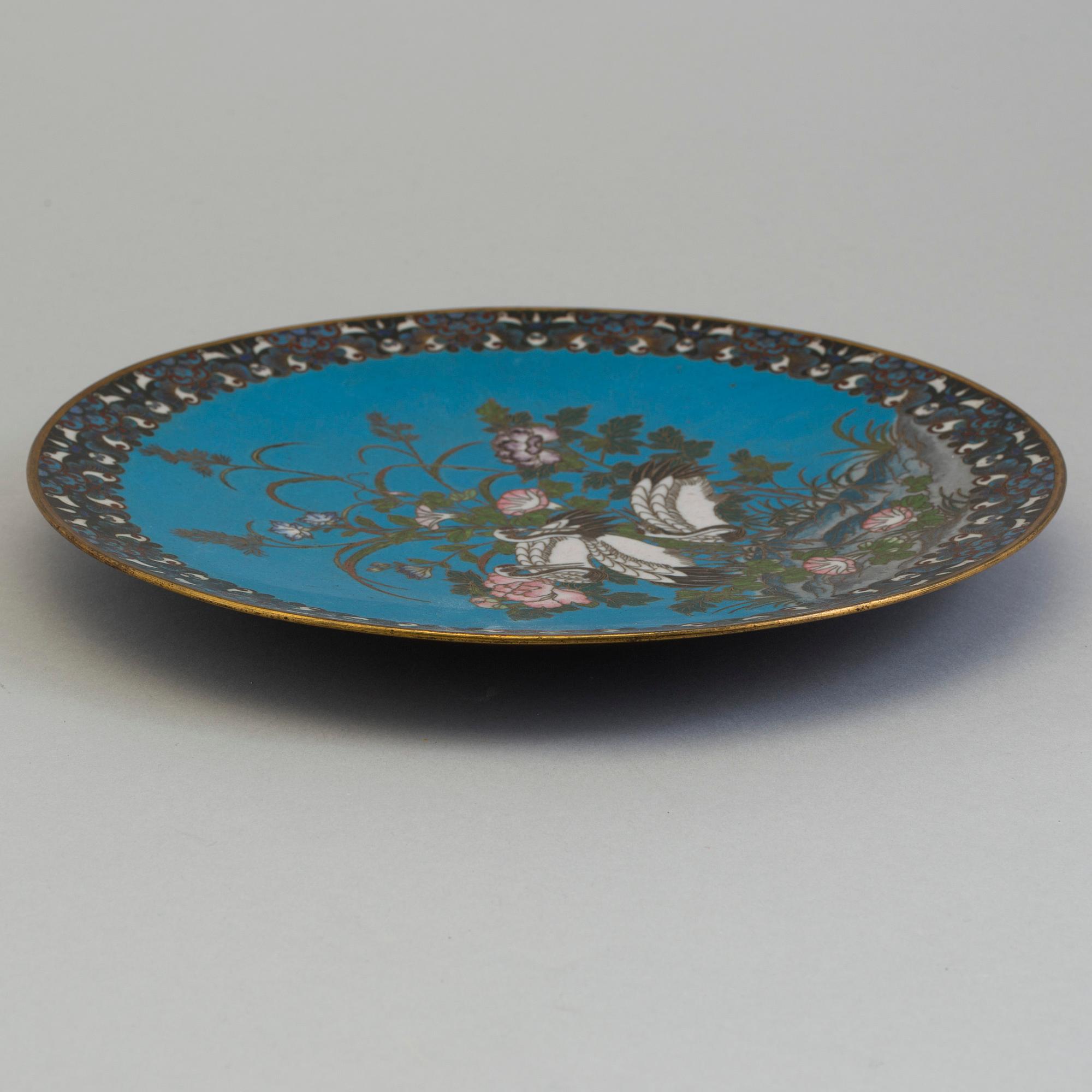 A Chinese 20th century cloisonne dish.