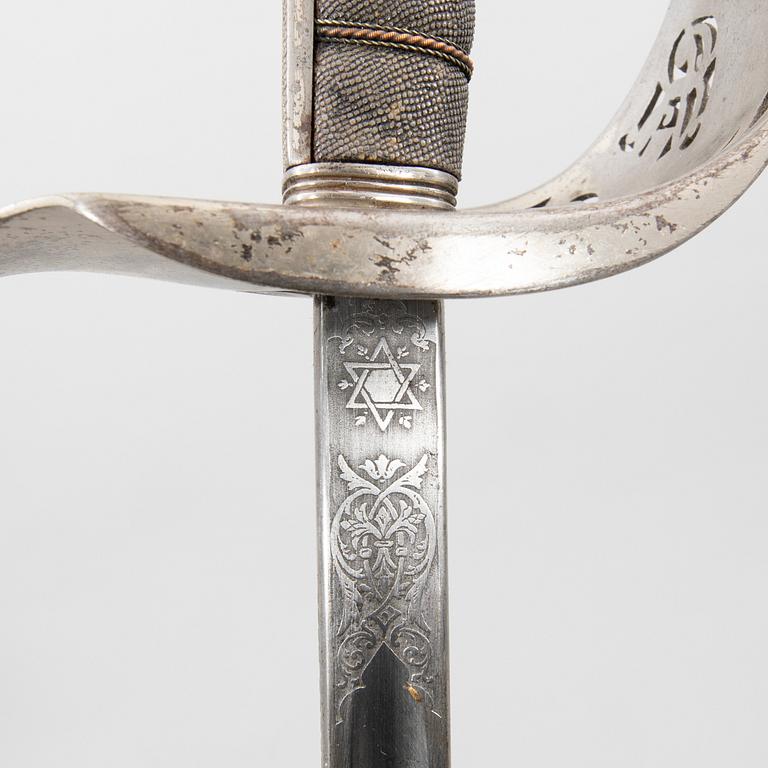 Sabel, brittisk, m/1897 för infanteriofficer, med balja.