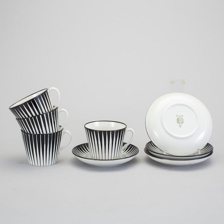 EUGEN TROST, koppar med fat, 4 st, "Zebra", Gefle, 1955-67.