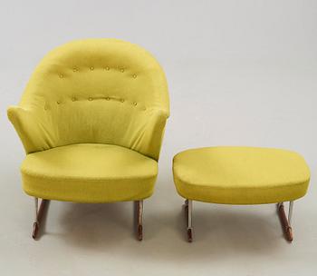 Børge Mogensen, an easy chair with ottoman, Tage M Christensen & Co, Denmark 1950's.