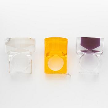 Siv Lagerström, three acrylic plastic rings, 1970s.