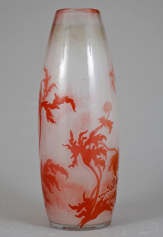 VAS, glas, firepolished. Emile Gallé, Nancy, Frankrike, 1900-talets början.