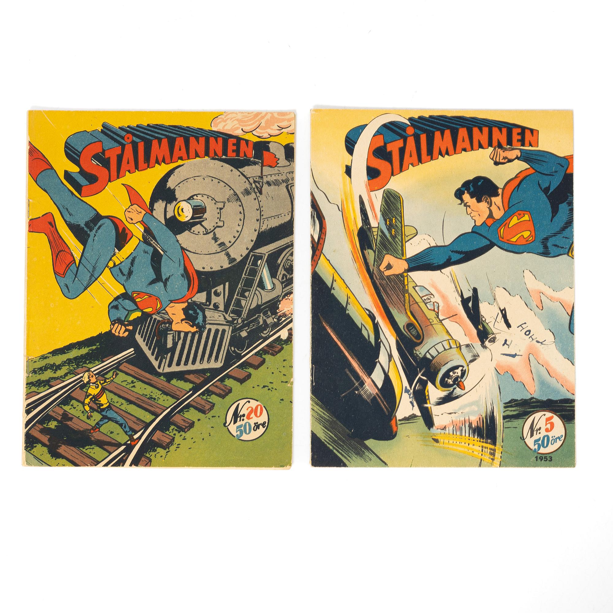 Comic books, 15, "Stålmannen", assorted years and issues, including 1953.
