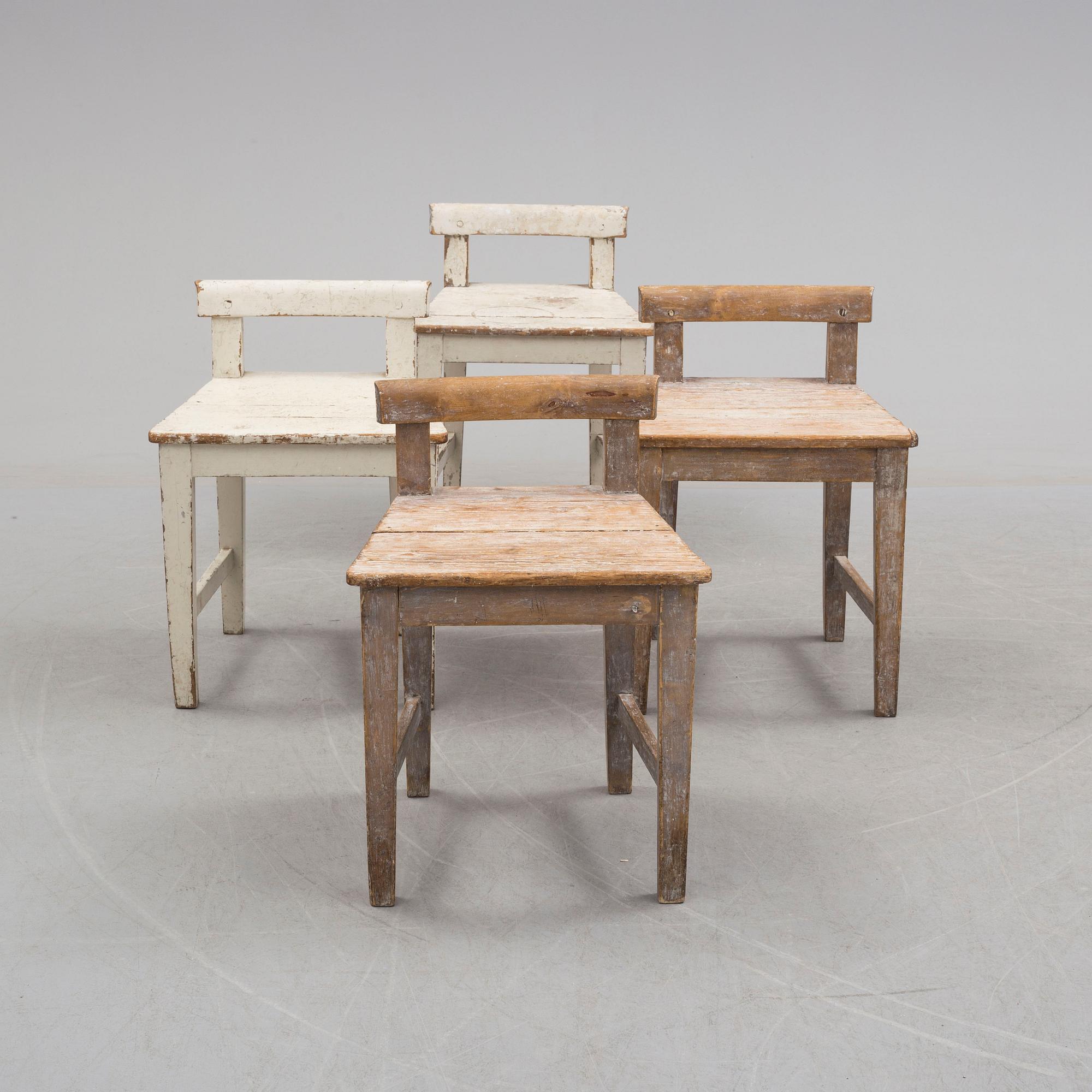 A set of four chairs, 19th century.
