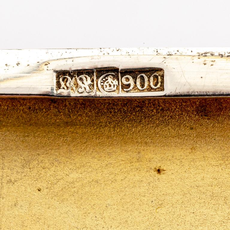 An early 1900s silver and enamel cigarette case, weight 162 grams.