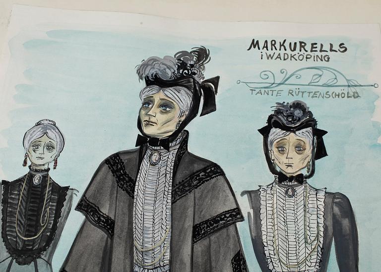 MAX GOLDSTEIN (MAGO), dräktskisser, ca 30 st, delvis sign o dat. 1986.