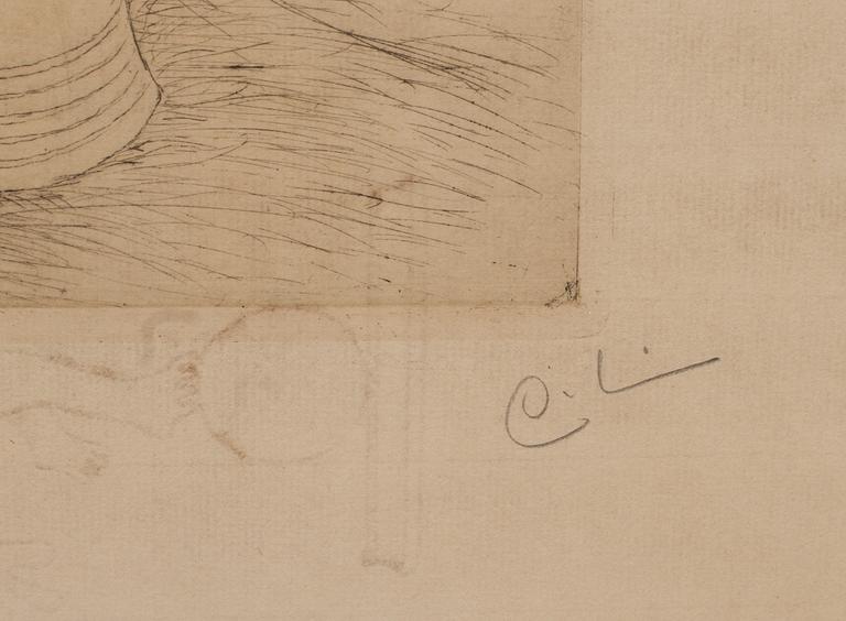 CARL LARSSON, etsning, monogramsignerad.