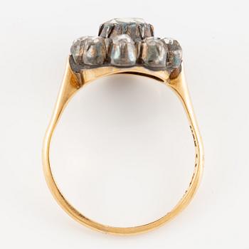 Ring, 18K gold and silver with rose-cut diamonds.