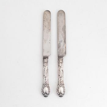 Twelve Swedish rococo-revival silver knives, mark of Christian Hammer, Stockholm 1857-1880.