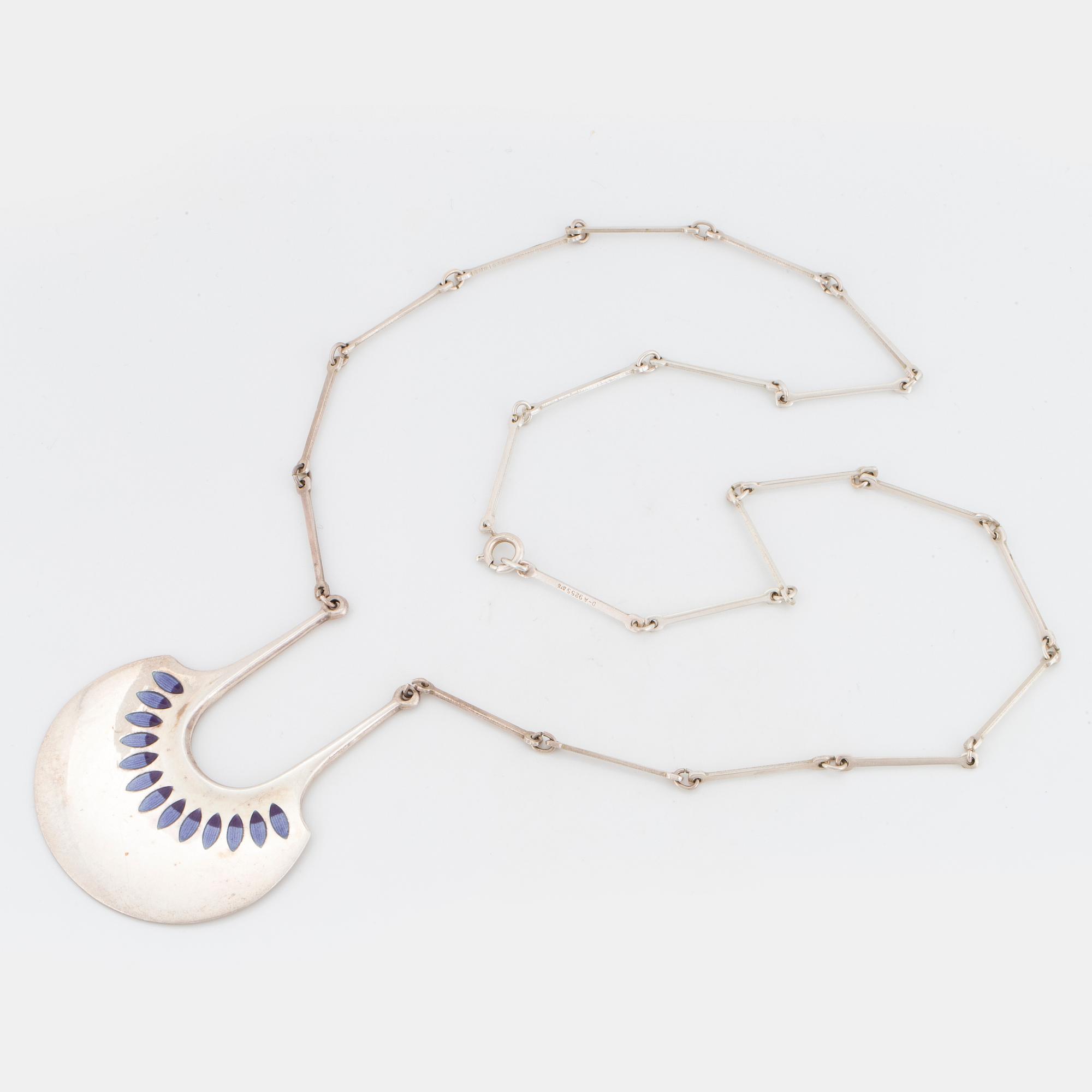 A David Andersen sterling silver and enamel necklace.