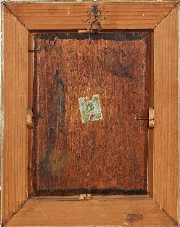 OKÄND KONSTNÄR, olja på pannå, 1800-tal.