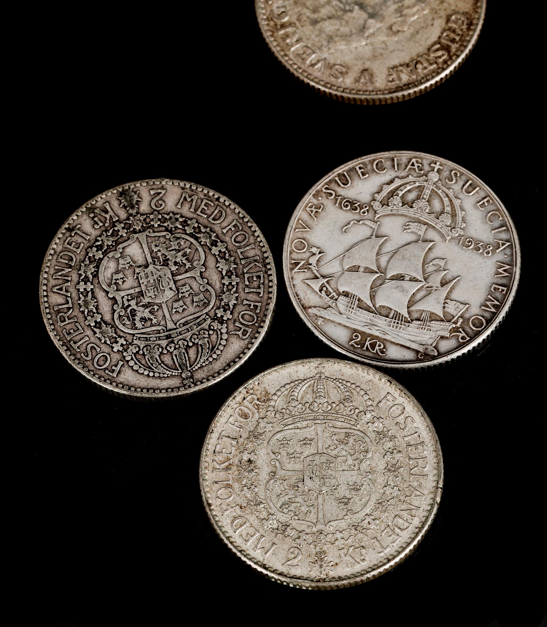 PARTI MYNT RESP MINNESMYNT, silver, 1877-1950 resp 1976. Totalvikt ca 807 gram.