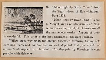 ANDO UTAGAWA HIROSHIGE (6), UTAMARA, and SHARAKU (2) colour woodblock prints. Japan, 20th century.