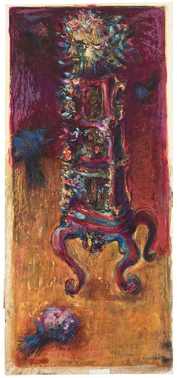CO Hultén, mixed media on board, signed and executed 1946.