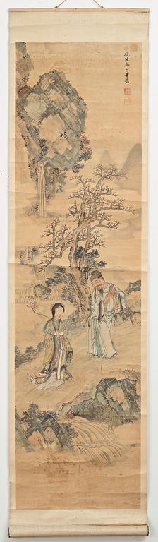 Three hanging scrolls, ink and color on paper, Qing dynasty, 19th century.