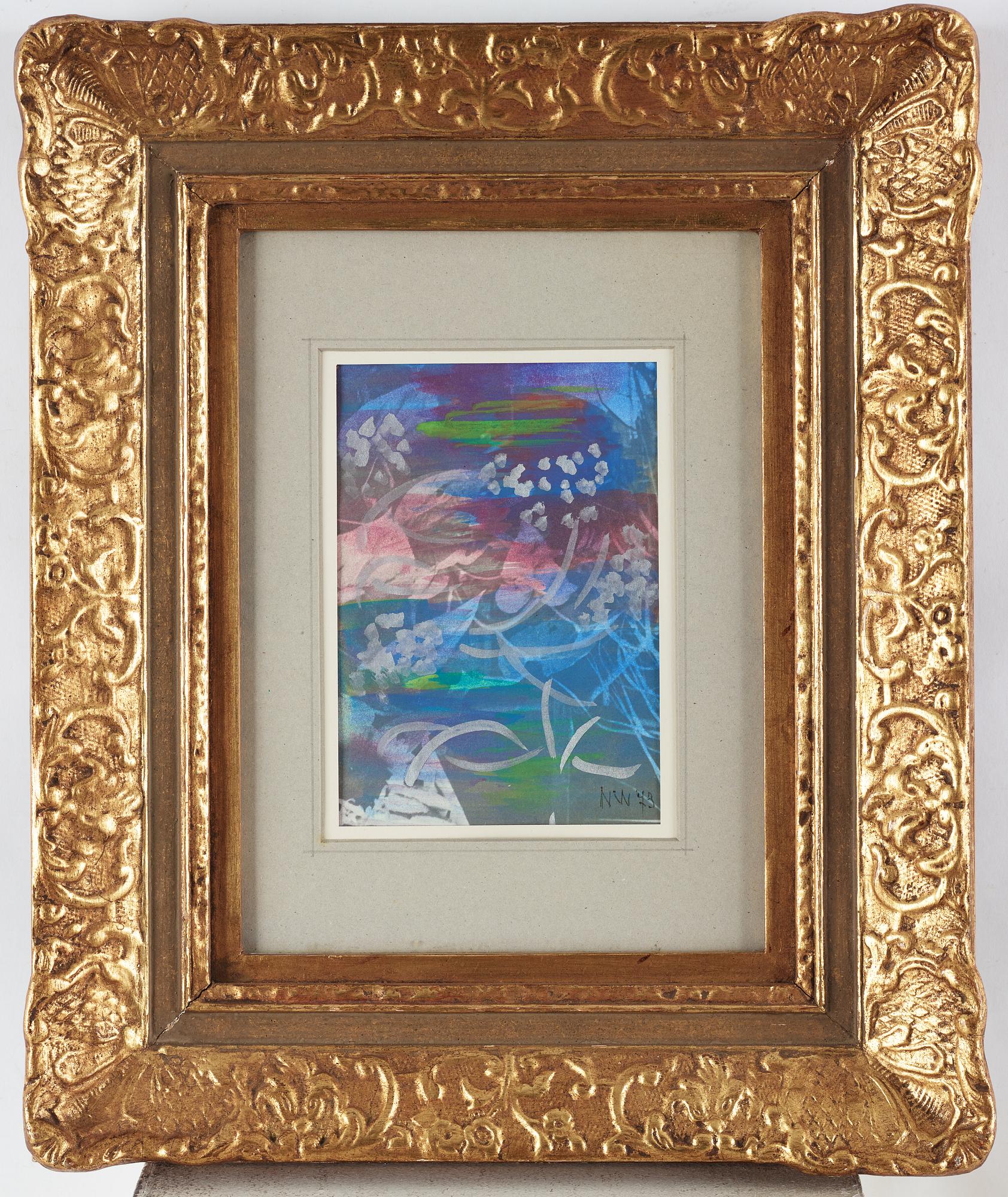 NELL WALDEN, mixed media on print, signed and dated-73.