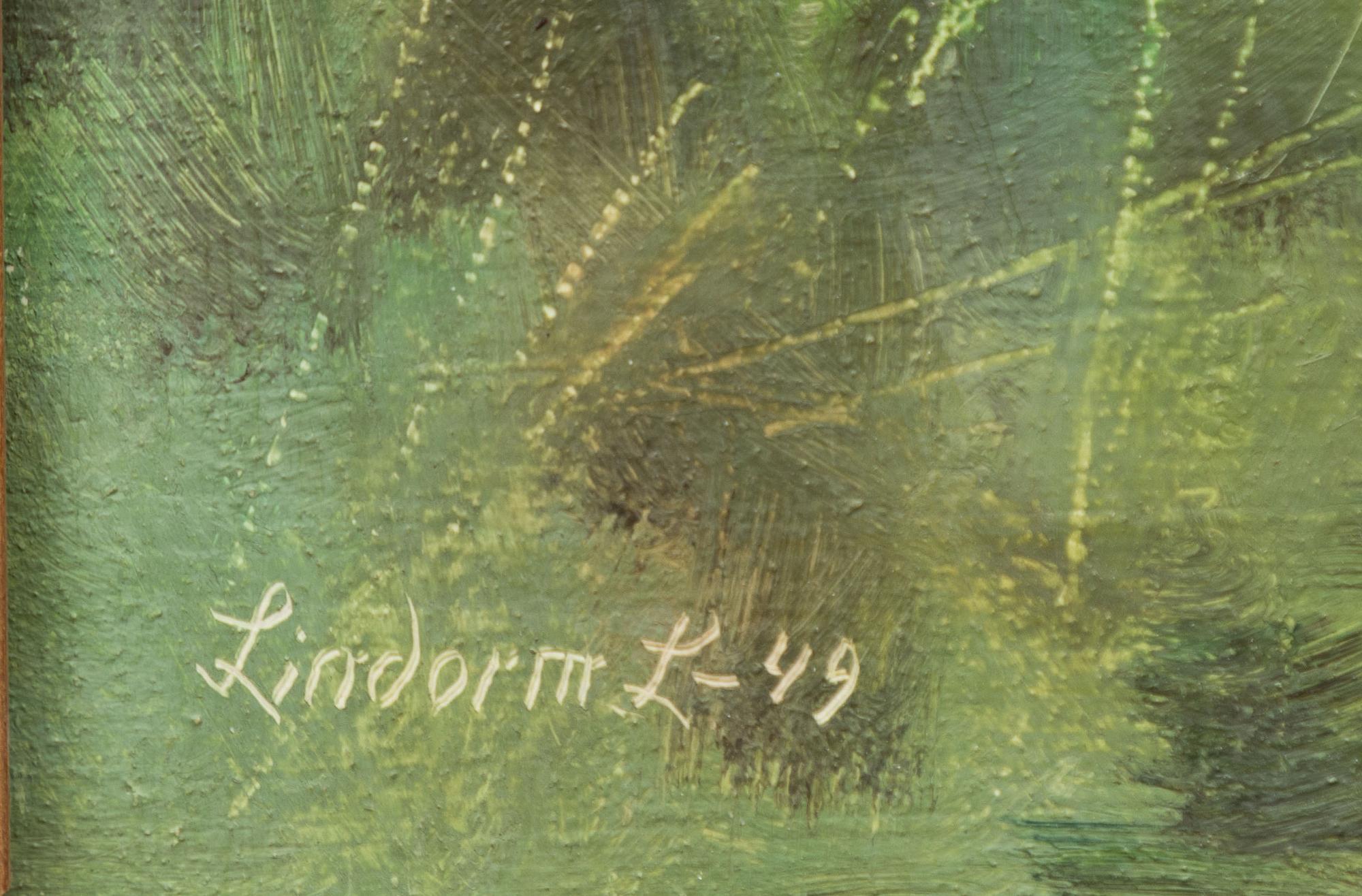 Lindorm Liljefors, Bay with Reeds and a Rowboat.
