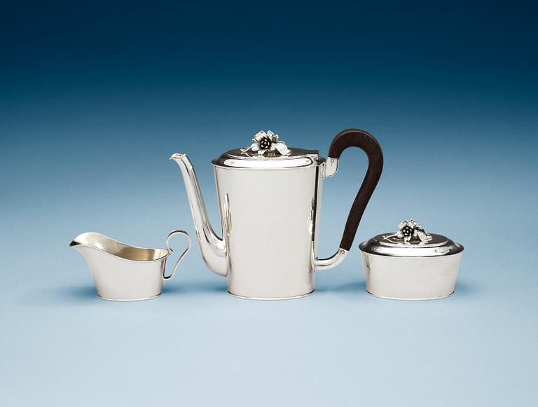 A W.A. Bolin three pcs coffee service, Stockholm 1950.