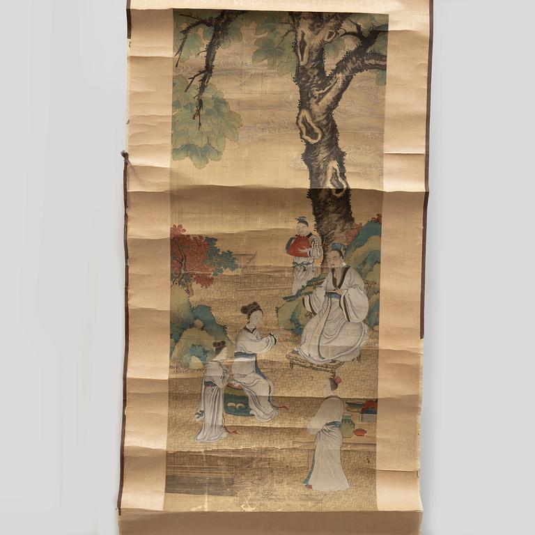 Unidentified artist, Scholar with disciples in a garden, China, around 1900.