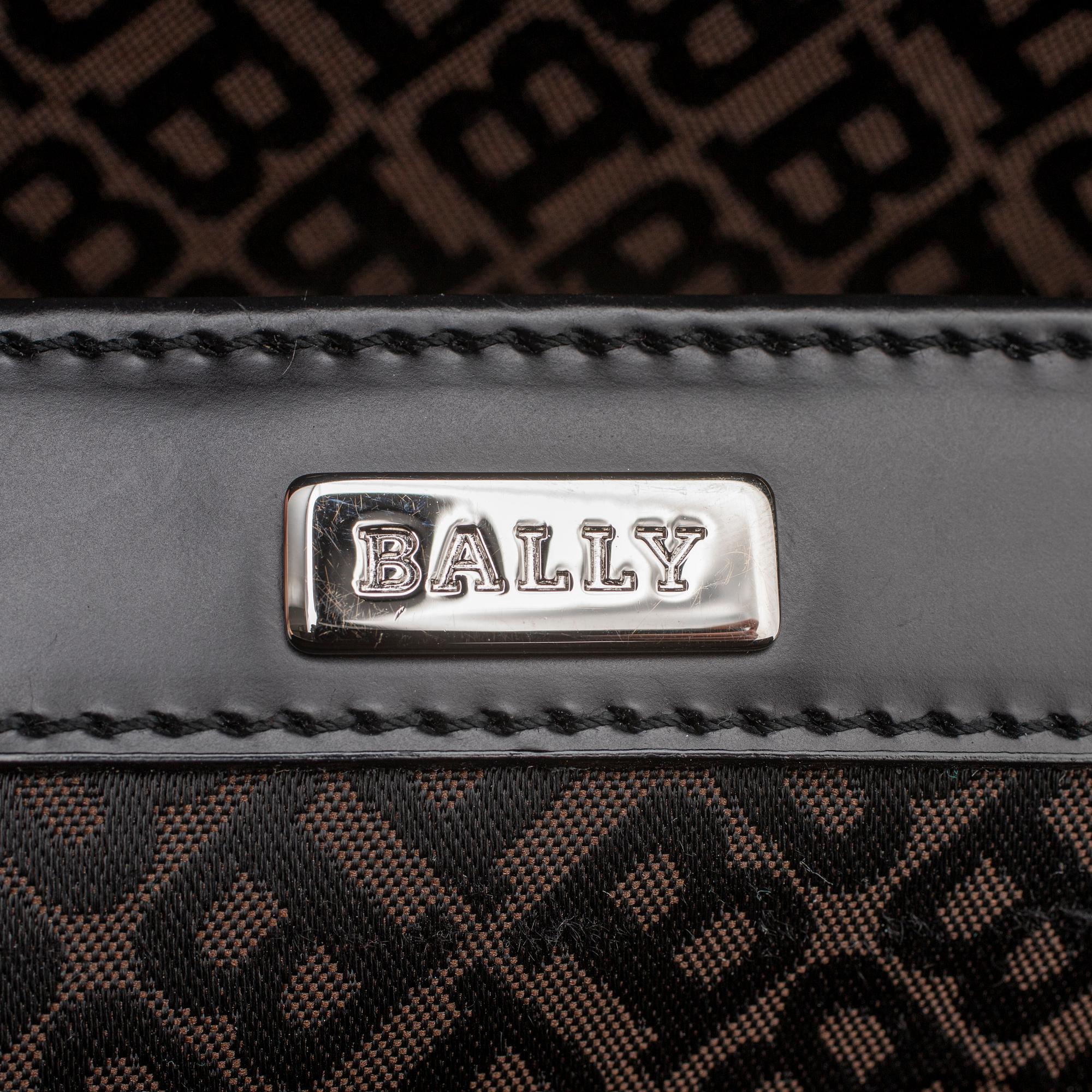 Bally, a black leather bag.