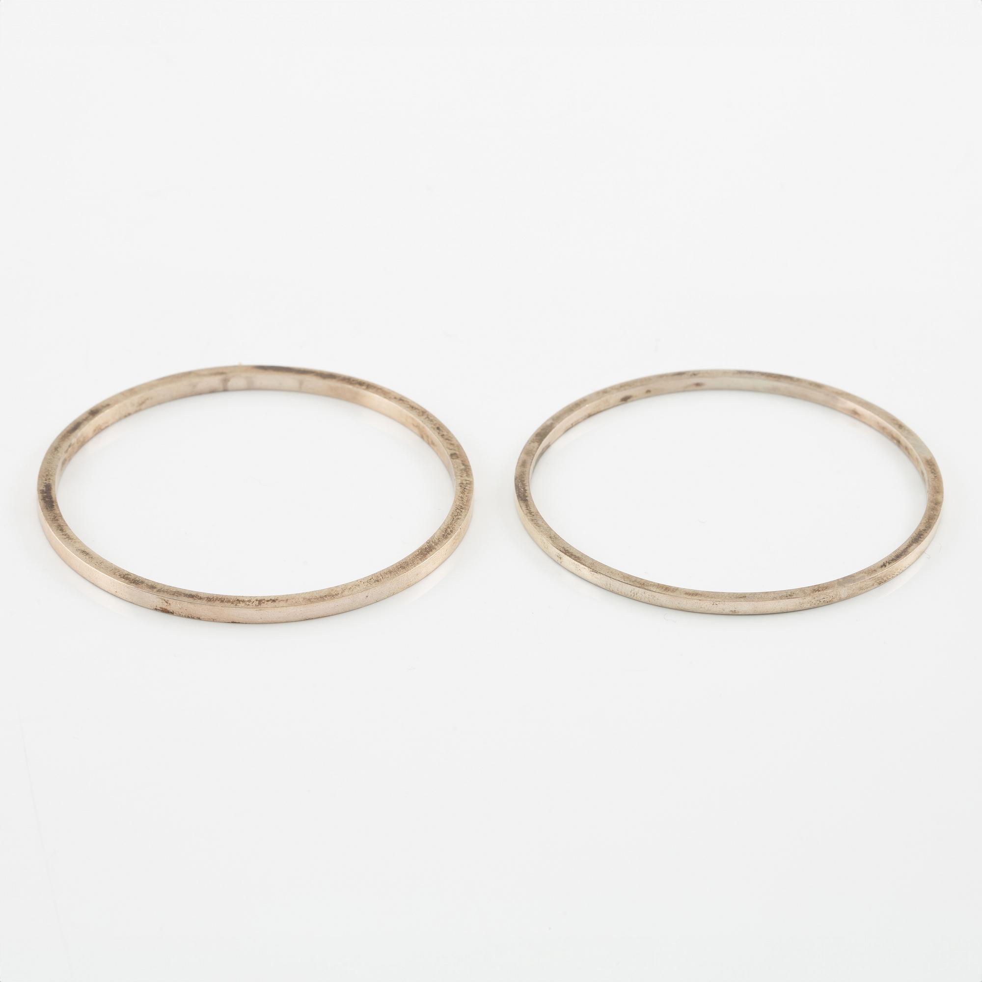 Lars Arby, five arm rings, sterling silver, Gothenburg 1963, 1967 and 1969.