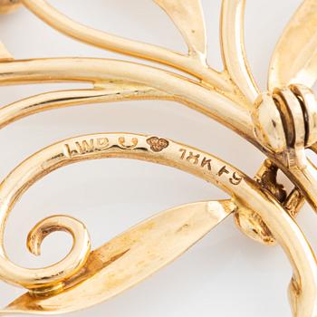 Brooch 18K gold with opals.