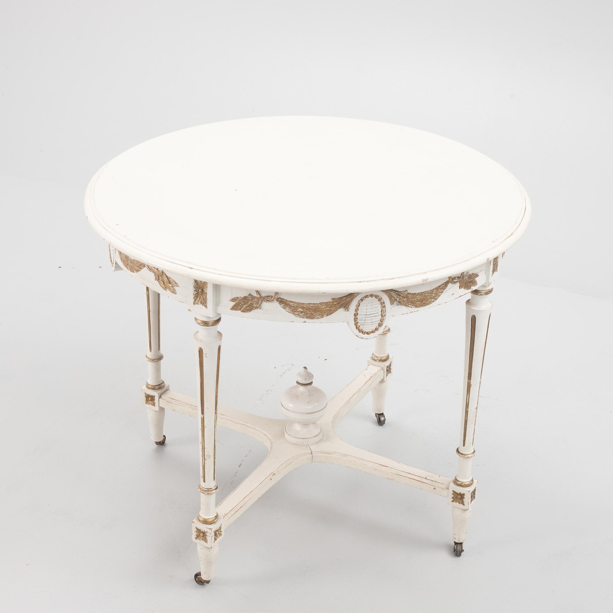 Chairs 4 pcs and table, Gustavian style, from around the year 1900.