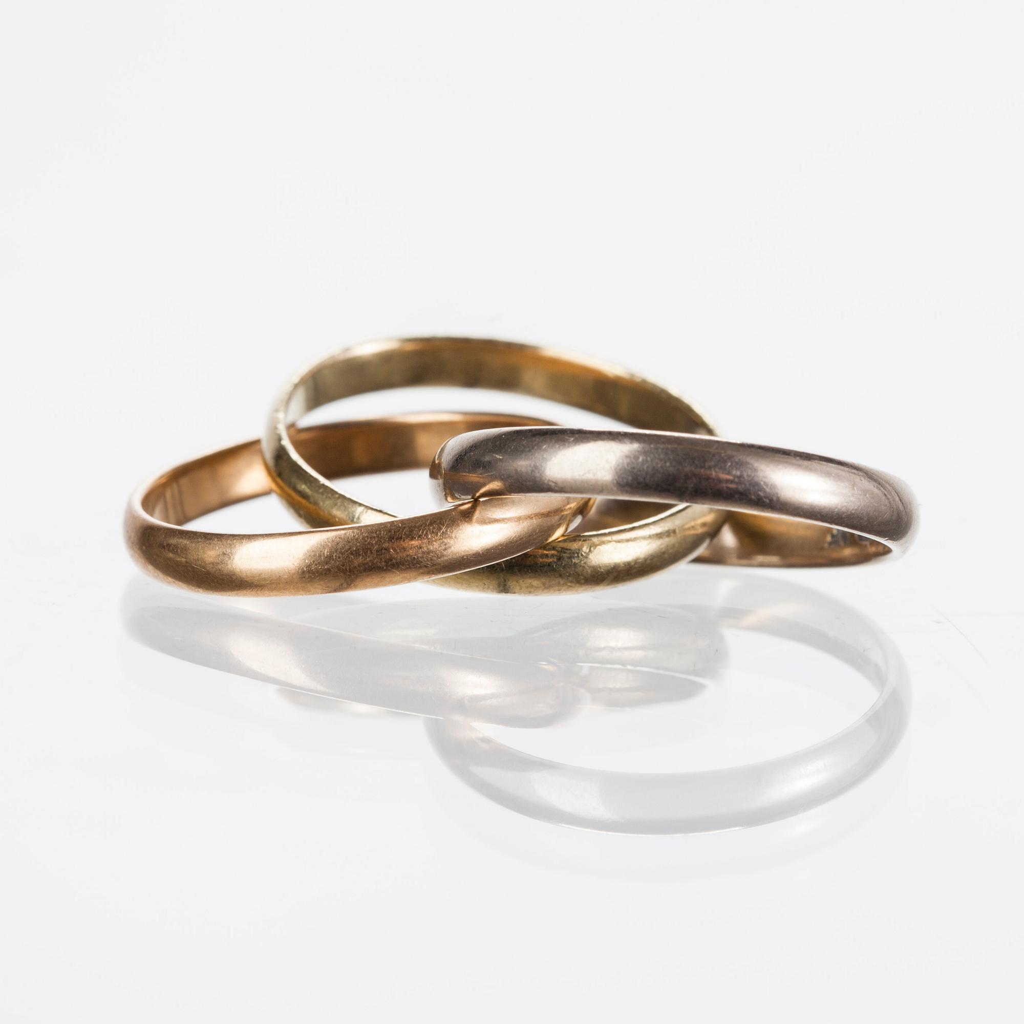 RING, 3-delad, trefärgat 18k guld, Åbo, Kupittaan kulta 1991.