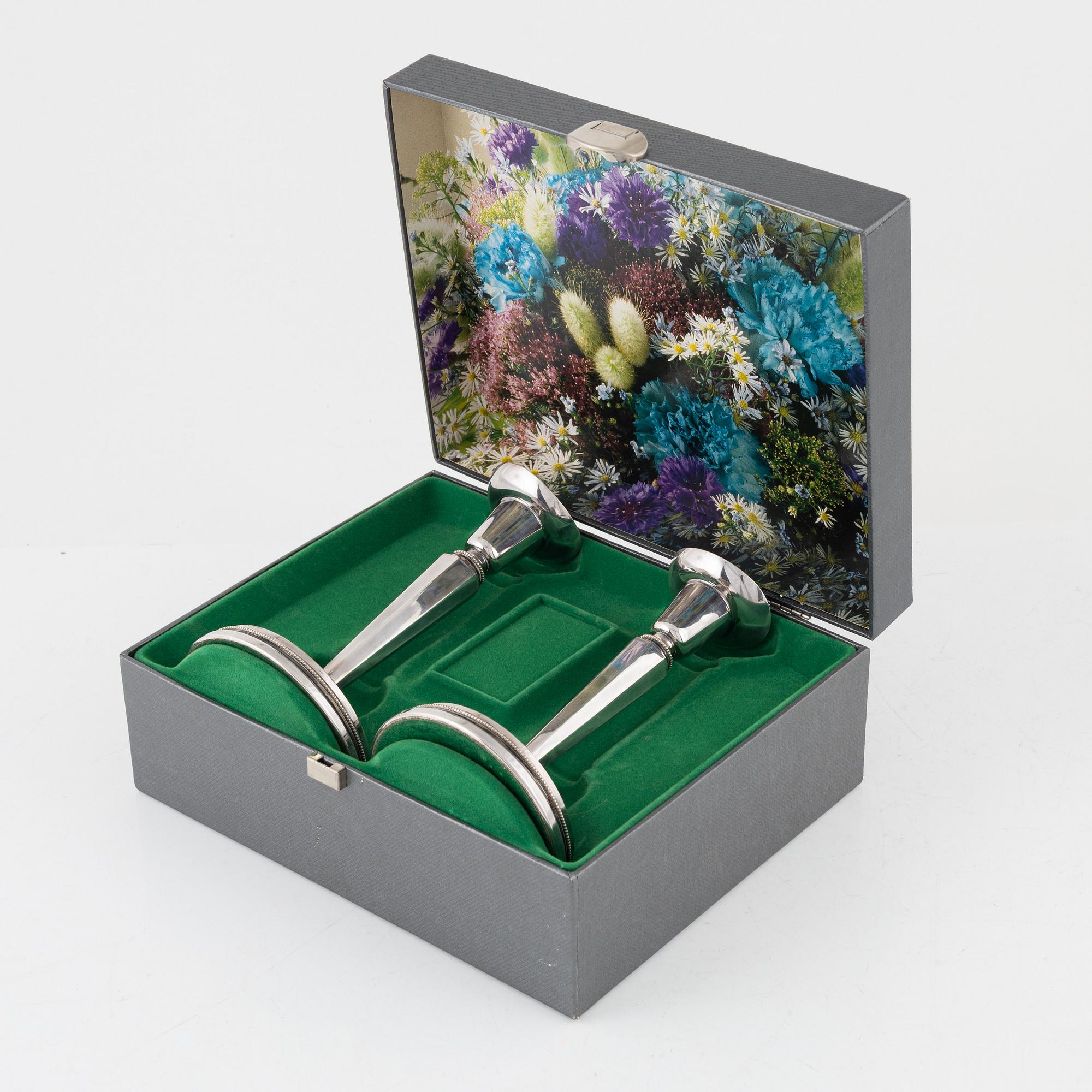 Eric Löfman, ljusstakar, ett par, silver, KG Markströms, Uppsala 1979.