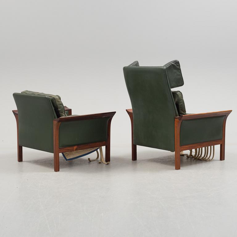 A 1960's Danish sofa, with 2 easy chairs and 2 tables by Glostrup.