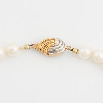 Cultured pearl necklace, clasp 18K gold.