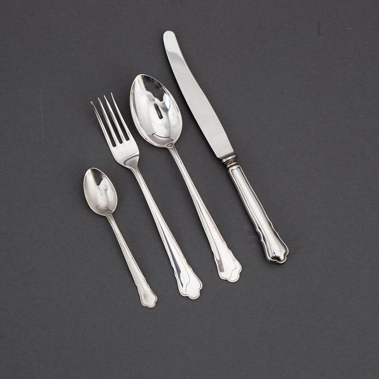A 'Chippendale' silver cutlery, GAB, some Stockholm 1954 (48 pc).