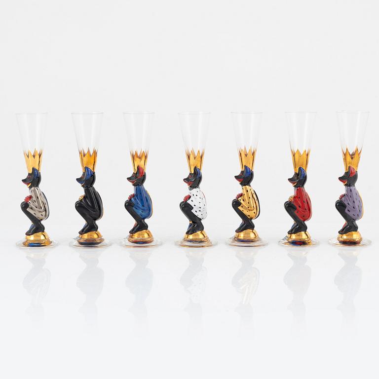 Gunnar Cyrén, snapsglas, 7 st, "Smådjälvar", Nobel, Orrefors.