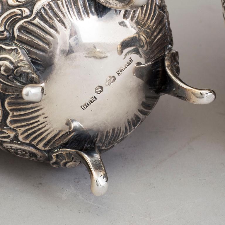 KAFFESERVIS, 4 delar, silver, rokokostil,  GEWE Malmö, 1954.