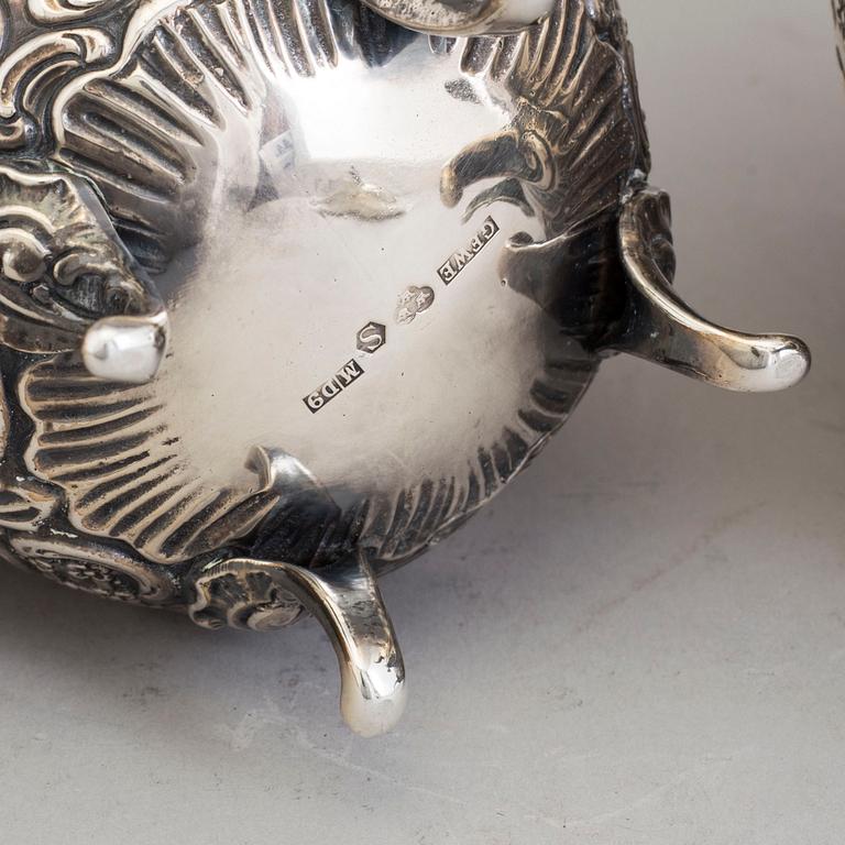 A rococo style 4 part silver coffee service dated 1954.