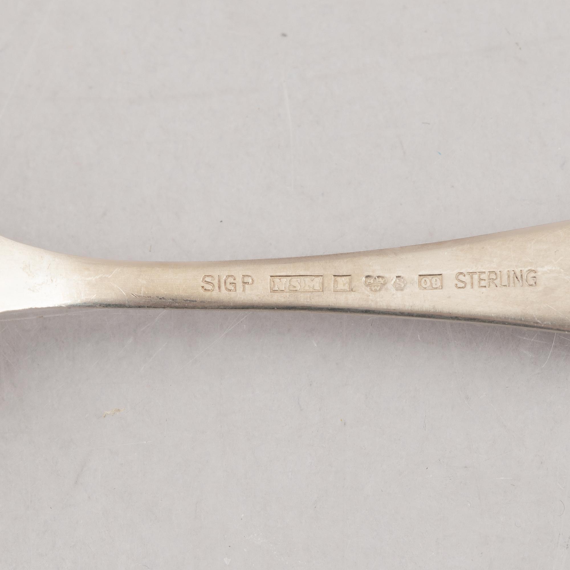Sigurd Persson, mockaskedar, 12 st, sterlingsilver, "Ultra", Nysilversmedjan Ruben Johansson, Lidköping 1959-1969.
