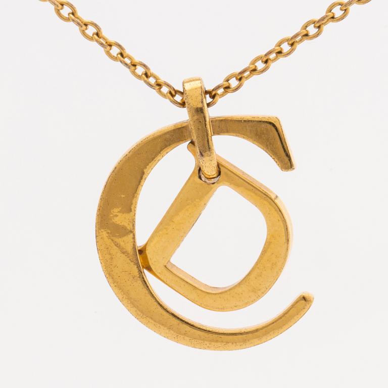 DIOR, PENDANT with CHAIN, metal, length approx 50 cm, pendant approx 3,5 x 3 cm.