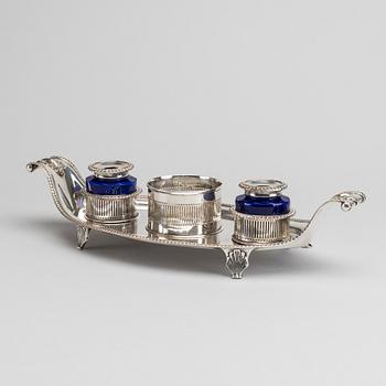 SILVER PLATED DESK SET.